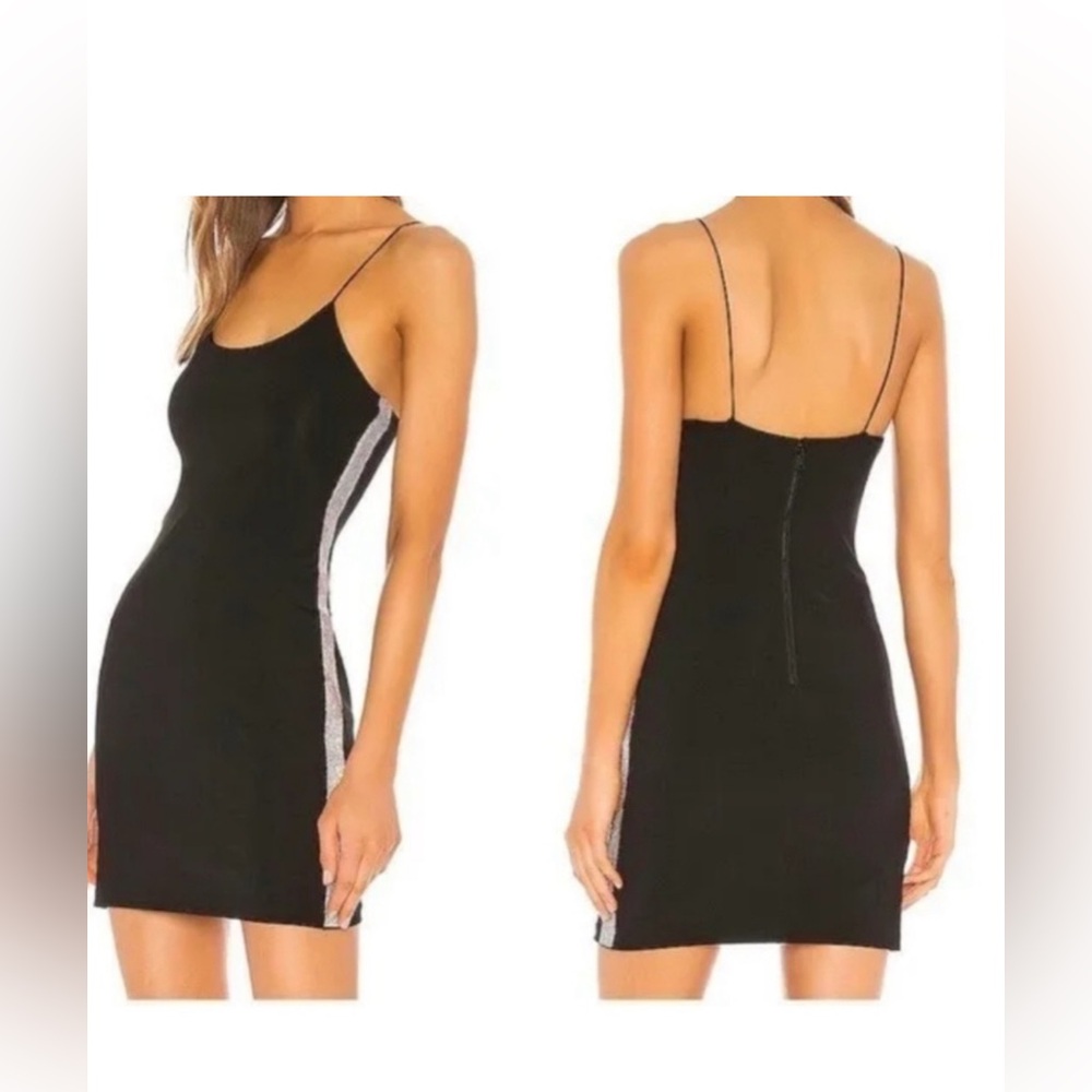 NWT ALICE + OLIVIA NOMI black dress w/ rhinestone sides size 10
